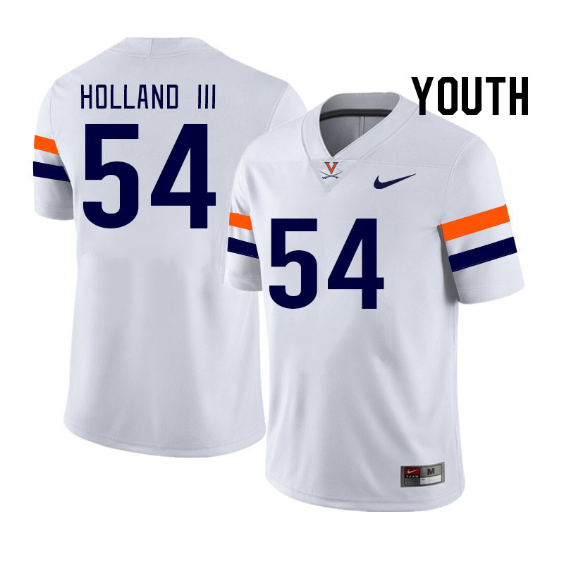Youth #54 Joseph Holland III Virginia Cavaliers College Football Jerseys Stitched Sale-White - Click Image to Close